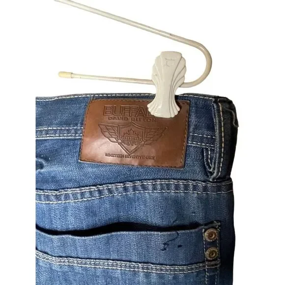 Buffalo David Bitton Men's Bootcut Blue Jeans Size 32 Slim Fit Dark Wash Denim - Picture 3 of 5